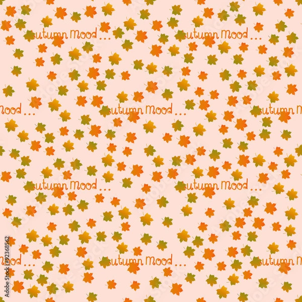 Fototapeta Autumn mood seamless pattern. Fall motif endless background. 