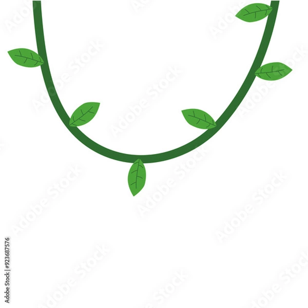 Fototapeta Jungle frames. Green vine. Tree foliage. Rainforest liana. Cartoon plants. Creeper branch. Grass and wood leaf signs.