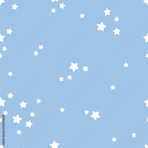 Fototapeta Seamless star pattern idea for fabric tablecloth pattern wrapping gift paper blue pastel star pattern. cute pattern