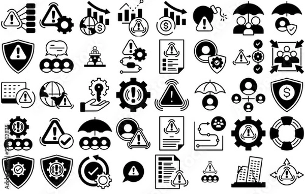 Fototapeta A Collection Of Crisis Management Icons Silhouette Vector Logo Design Containing Crisis,Emergency,Risk-Assessment,Security,Contingency Infographic Simple Vector Illustration Logo