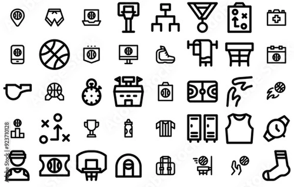 Fototapeta Mega Set Of Vector Basketball Line Icons Silhouette Vector Logo Design Containing Basketball,Play,Goal,Sport,Game Set Vector Flat Line Icons