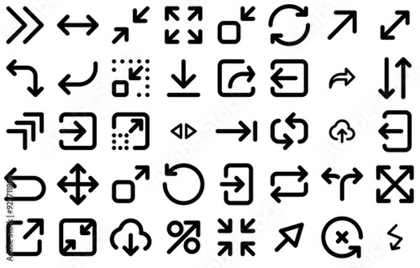 Obraz A Collection Of Arrow Mini Ui Icons Web Header Banner Design Containing Arrow,Corner,Reduce,Expand,Fullscreen Pictograms And Infographics Design Elements Vector Illustration