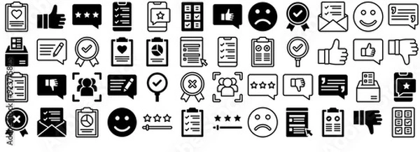 Fototapeta Set Of Linear Survey Icons Collection Isolated Silhouette Solid Icons Including Opinion,Rating,Survey,Like,Questionnaire Outline Icons Collection. Simple Vector Illustration