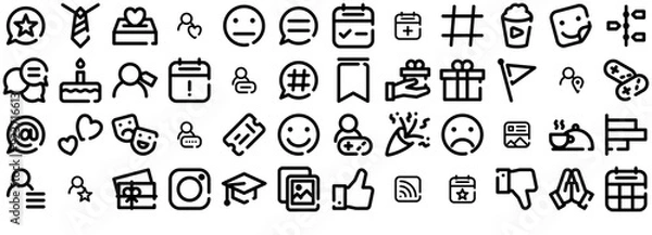 Fototapeta Set Of Social Community Icons Collection Isolated Silhouette Solid Icons Including Community,List,Friend,Relation,Post Vector Illustration Linear Pictogram Pack