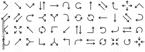 Fototapeta Mega Set Of Vector Simple Arrow Vector Symbols Apps, Websites Ui Designs Suitable For Turn,Arrow,Way,Sign,Direction Stroke Icon Collection. Vector Illustration