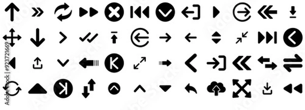 Fototapeta Set Of Lifestyle Entertainment Icons Silhouette Vector Logo Design Containing Arrow,Left,Arrows,Forward,Backward Pictograms And Infographics Design Elements Vector Illustration