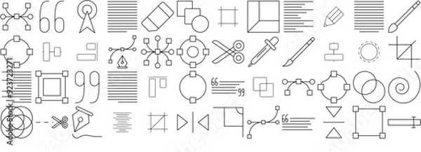 Fototapeta Set Of Graphic Design App Icons Web Header Banner Design Containing Graphic-Design,Path,Square,Text,Design Vector Icon Set Linear Pictogram Pack