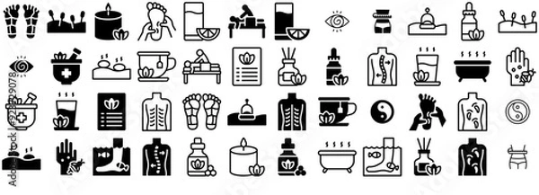 Fototapeta Set Of Alternative Medicine Vector Symbols Apps, Websites Ui Designs Suitable For Herb,Herbal,Alternative-Medicine,Therapy,Healthcare Business Infographic Elements Logo Vector Illustration
