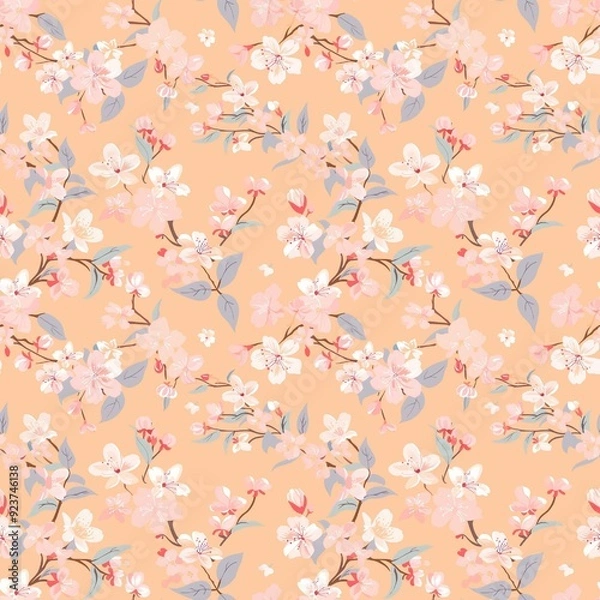 Obraz Cherry blossom seamless pattern