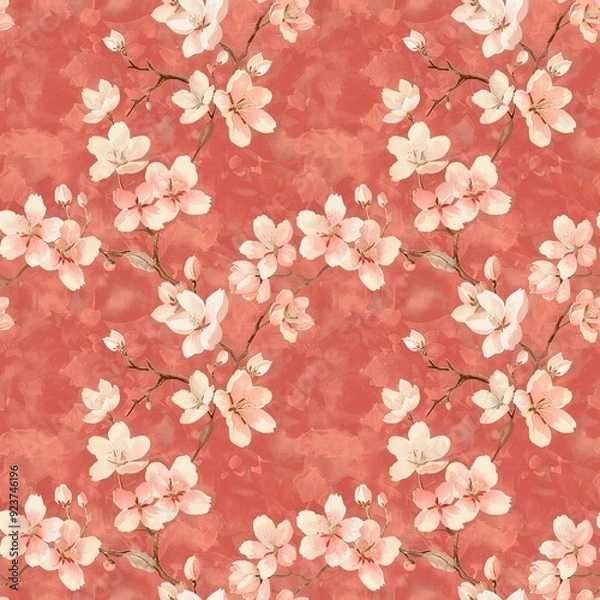 Obraz Cherry blossom seamless pattern