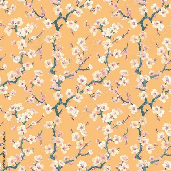 Obraz Cherry blossom seamless pattern
