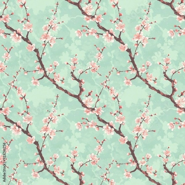 Obraz Cherry blossom seamless pattern