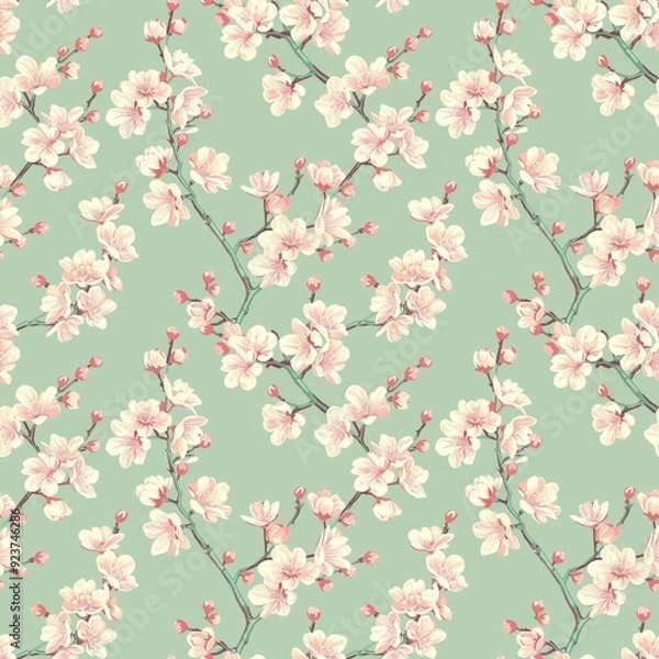 Obraz Cherry blossom seamless pattern