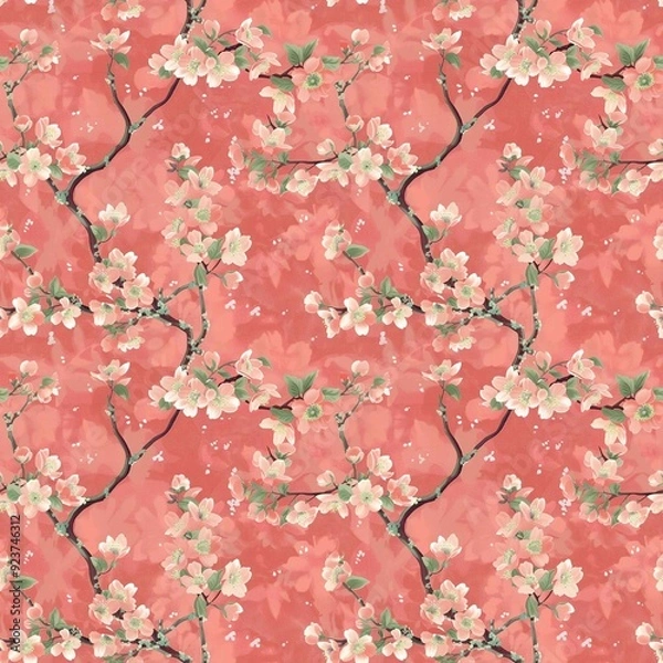 Obraz Cherry blossom seamless pattern