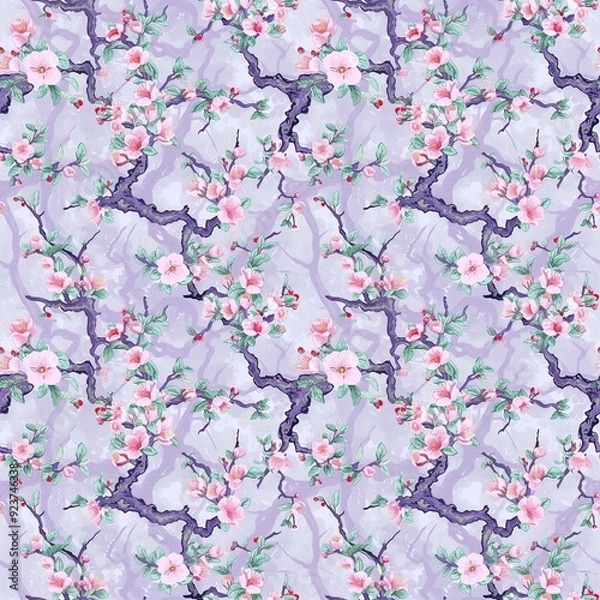 Obraz Cherry blossom seamless pattern