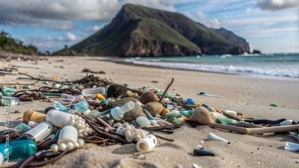 Obraz the plastic debris present in beach sediments