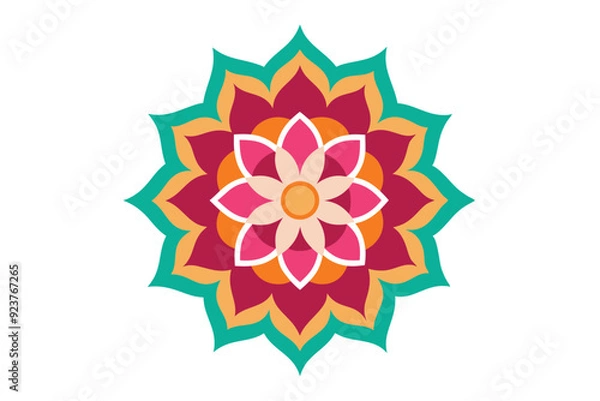 Fototapeta Colorful mandala in hand drawn style