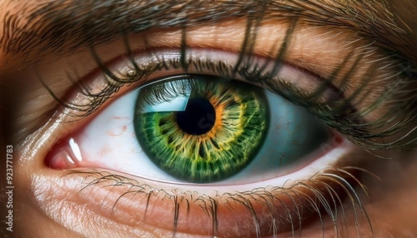 Fototapeta Close Up of Green Eye. Green Iris. 