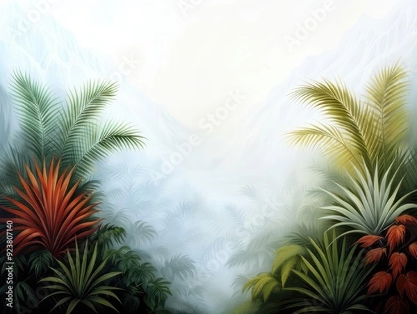Fototapeta A hot, steamy jungle teeming with life, contrasted with a cold, desolate tundra, symbolizing vibrancy vs. starkness