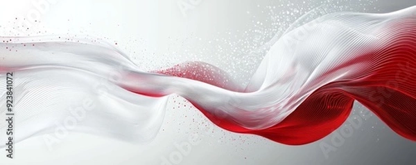 Fototapeta Abstract white and red flowing lines background with technological feel