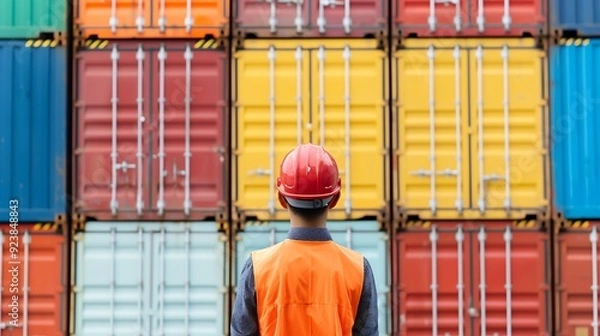 Fototapeta Agent coordinating shipping routes and dropoff points for freight, Agent, Shipping Dropoff