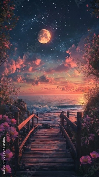 Obraz Twilight Blossoms by the Sea