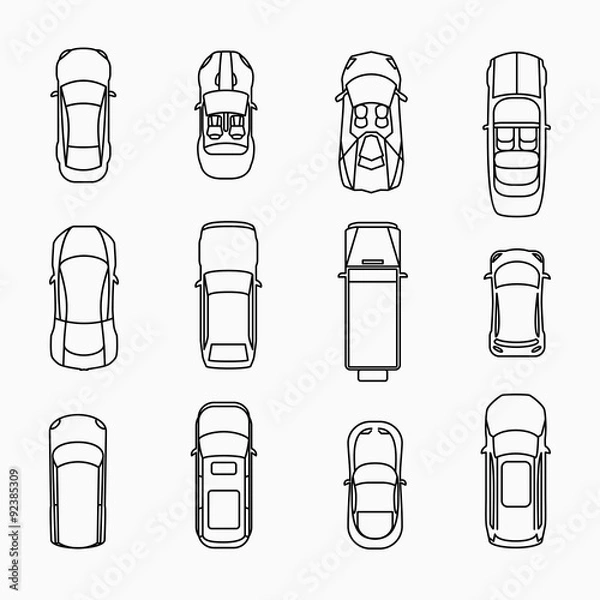 Obraz Car icons top view