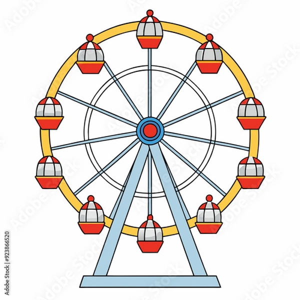 Fototapeta A drawing of a ferris wheel art vector illustration