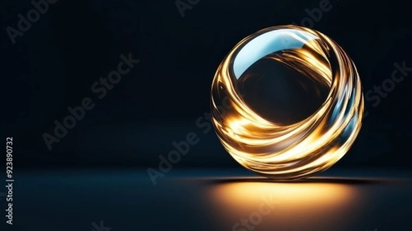 Fototapeta A glowing crystal sphere with light swirling within