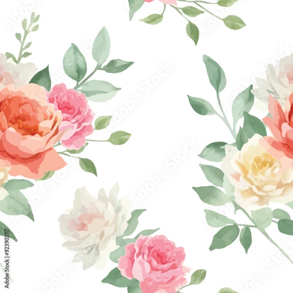 Obraz Watercolor flower seamless pattern