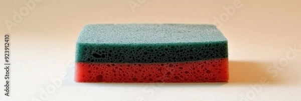 Fototapeta Single red and green kitchen sponge