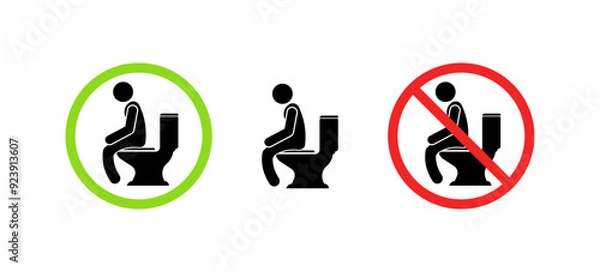 Fototapeta Rules for using the toilet signs collection icons. Flat and silhouette style. Vector icons.