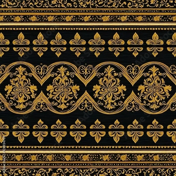 Fototapeta Luxurious wallpaper with intricate patterns and metallic accents
