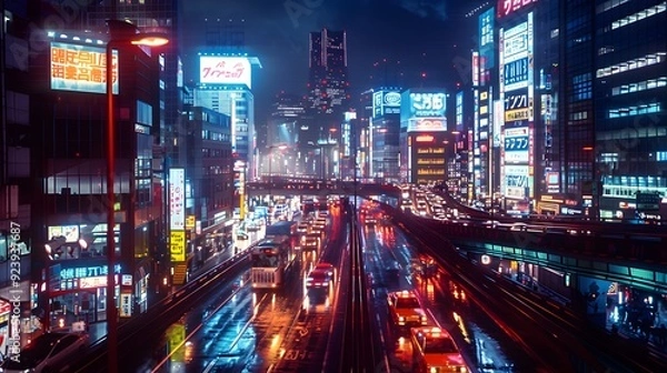 Obraz A vibrant nighttime skyline from Tokyo
