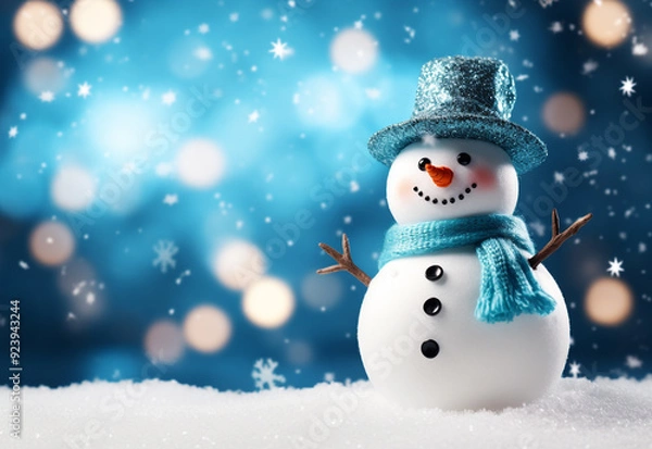 Fototapeta snowman on the snow generated by AI technology