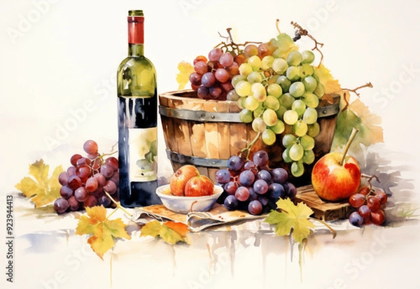 Fototapeta still life with wine generated by AI technology