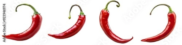 Obraz Detailed close-up of a ripe red chili pepper tip, isolated on a white background