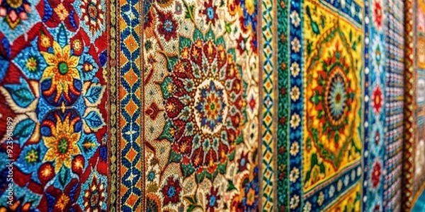 Fototapeta A Tapestry of Colorful Floral Patterns, Close-up , Texture , Persian , Oriental , Design