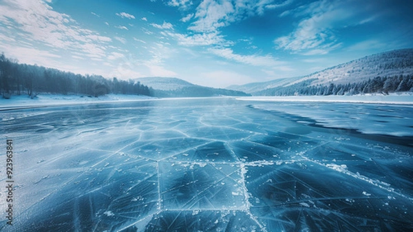 Fototapeta ice on the river generated by AI technology