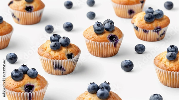 Fototapeta cupcakes with blueberries generated by AI technology