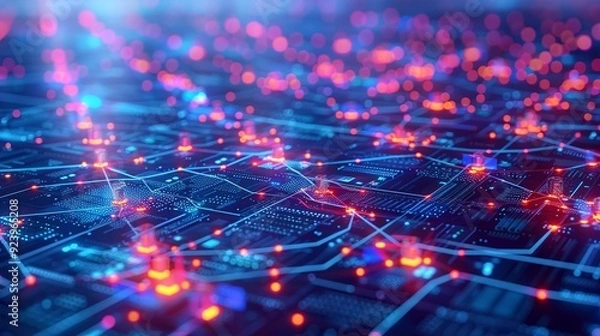 Fototapeta Cloud computing and data centers background featuring scalable storage, cloud services, and efficient IT management, ideal for modern data management solutions. high resolution Illustration, in the