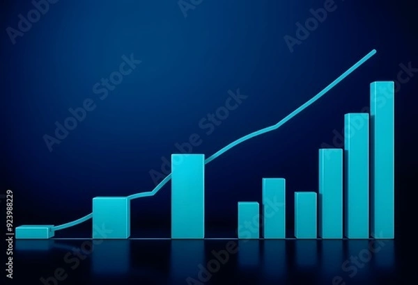 Fototapeta A stick graph chart of stock market investment trading with blue bars representing increasing values over time
