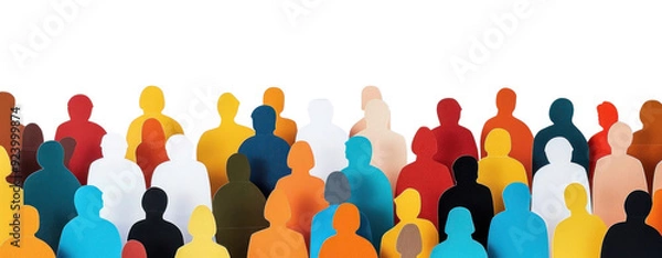 Fototapeta PNG Colorful crowd people paper art backgrounds togetherness architecture.