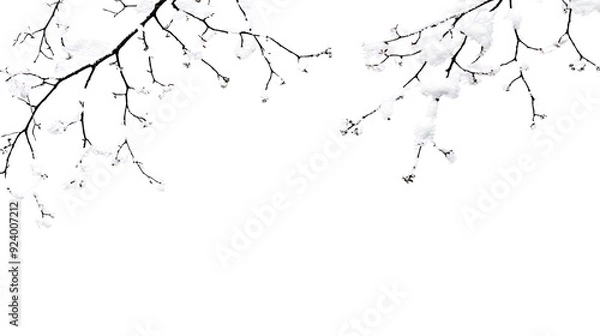 Fototapeta tree branches with snow transparent background