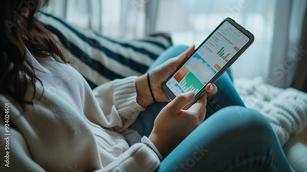 Obraz A user leverages a financial app to track spending and set savings goals for better budgeting.