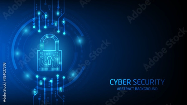 Fototapeta Cyber technology security, network protection background design, vector illustration