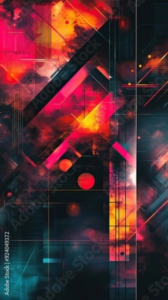 Fototapeta A colorful abstract painting with a lot of lines and shapes