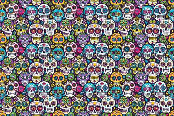 Obraz sugar skulls seamless texture pattern. background for cloth