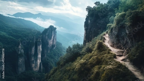Obraz Mountain Path Through the Clouds