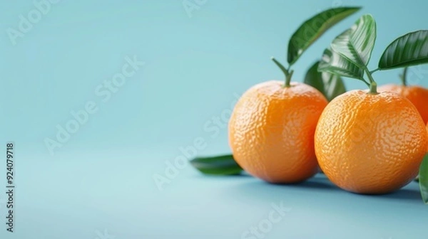 Fototapeta Polygonal Orange on Blue Background, a low-poly orange fruit design featuring a geometric wireframe style, set against a minimalist blue backdrop for a modern aesthetic.